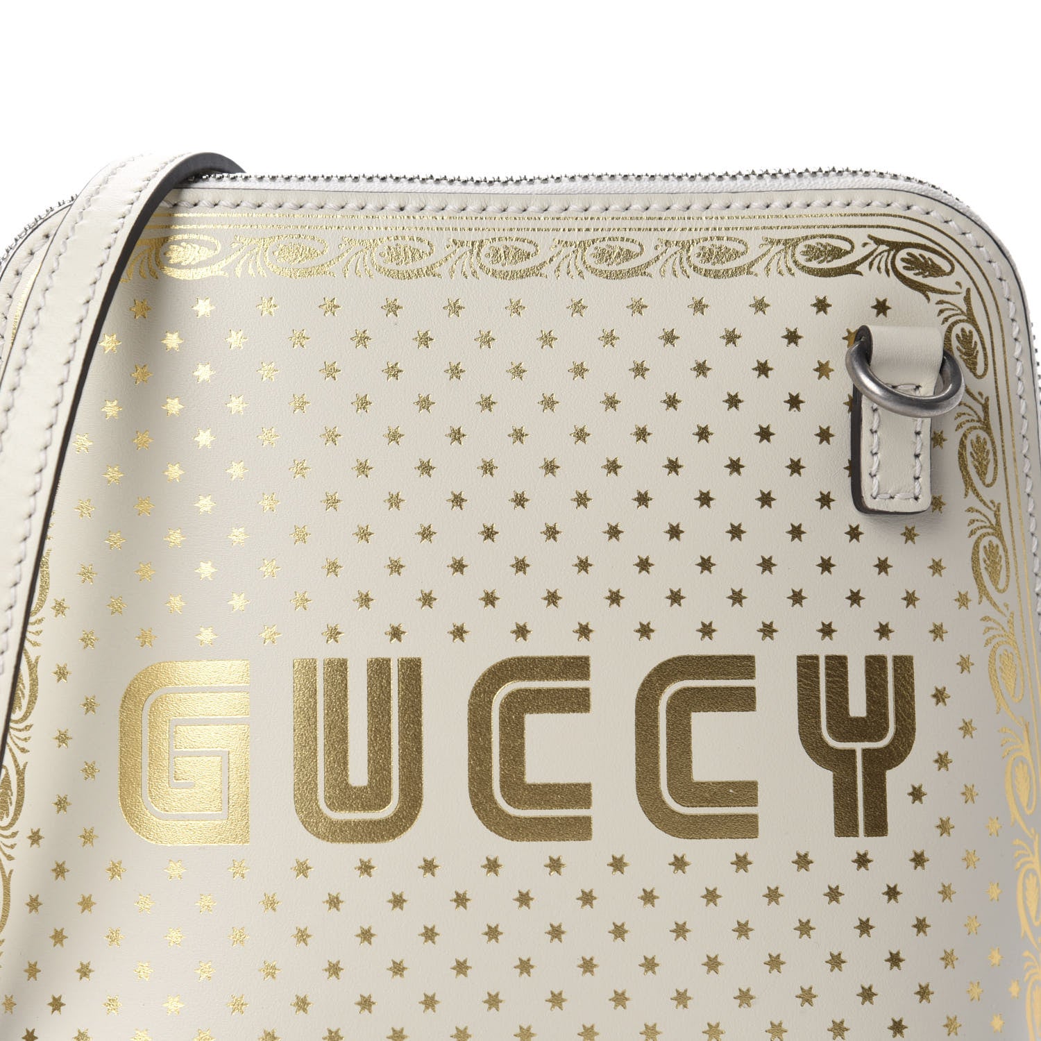 Gucci X SEGA Calfskin GUCCY Stars Mini Dome Shoulder Bag Mystic White Gold 10 of 10
