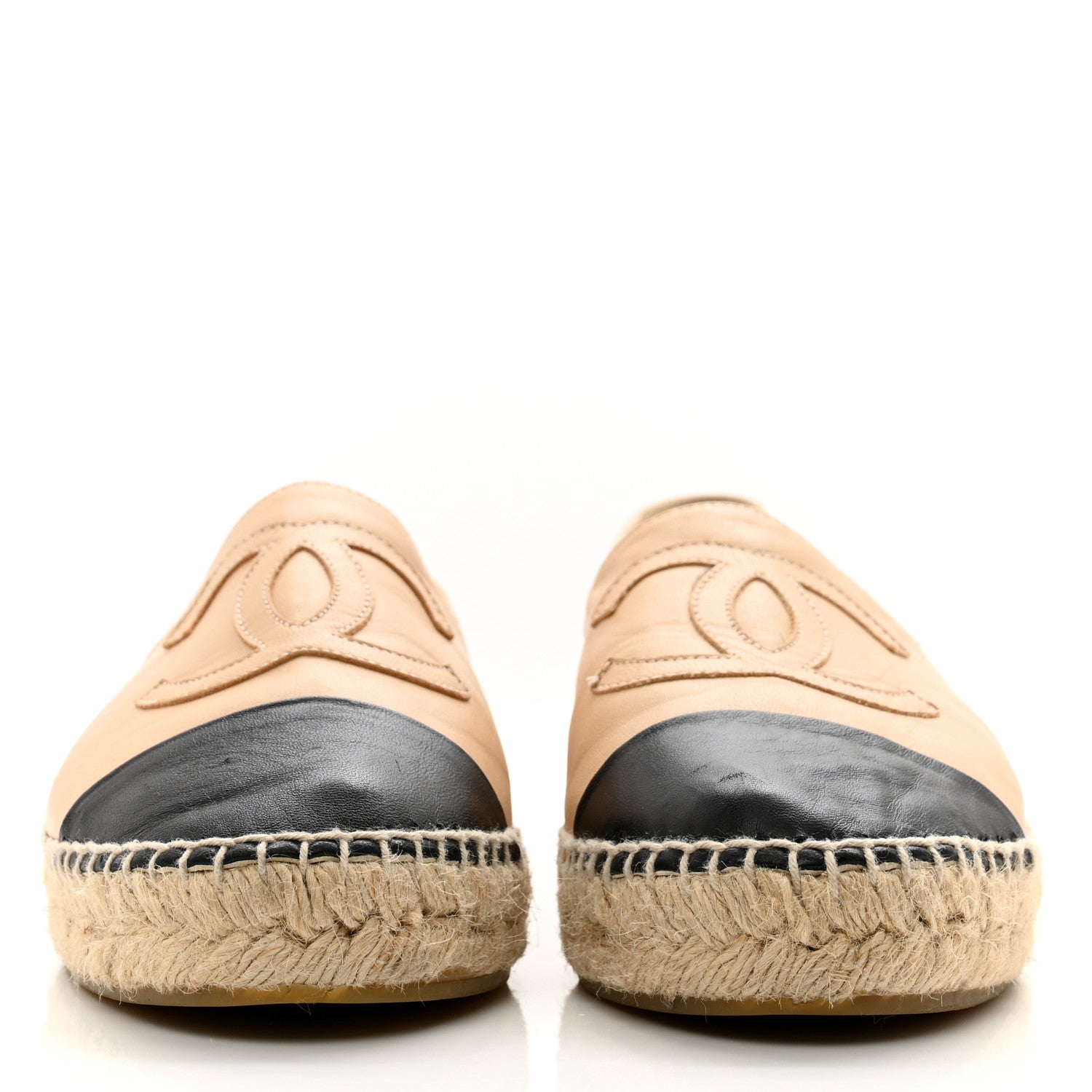 Chanel Lambskin CC Espadrilles 38 Beige Black 2 of 9