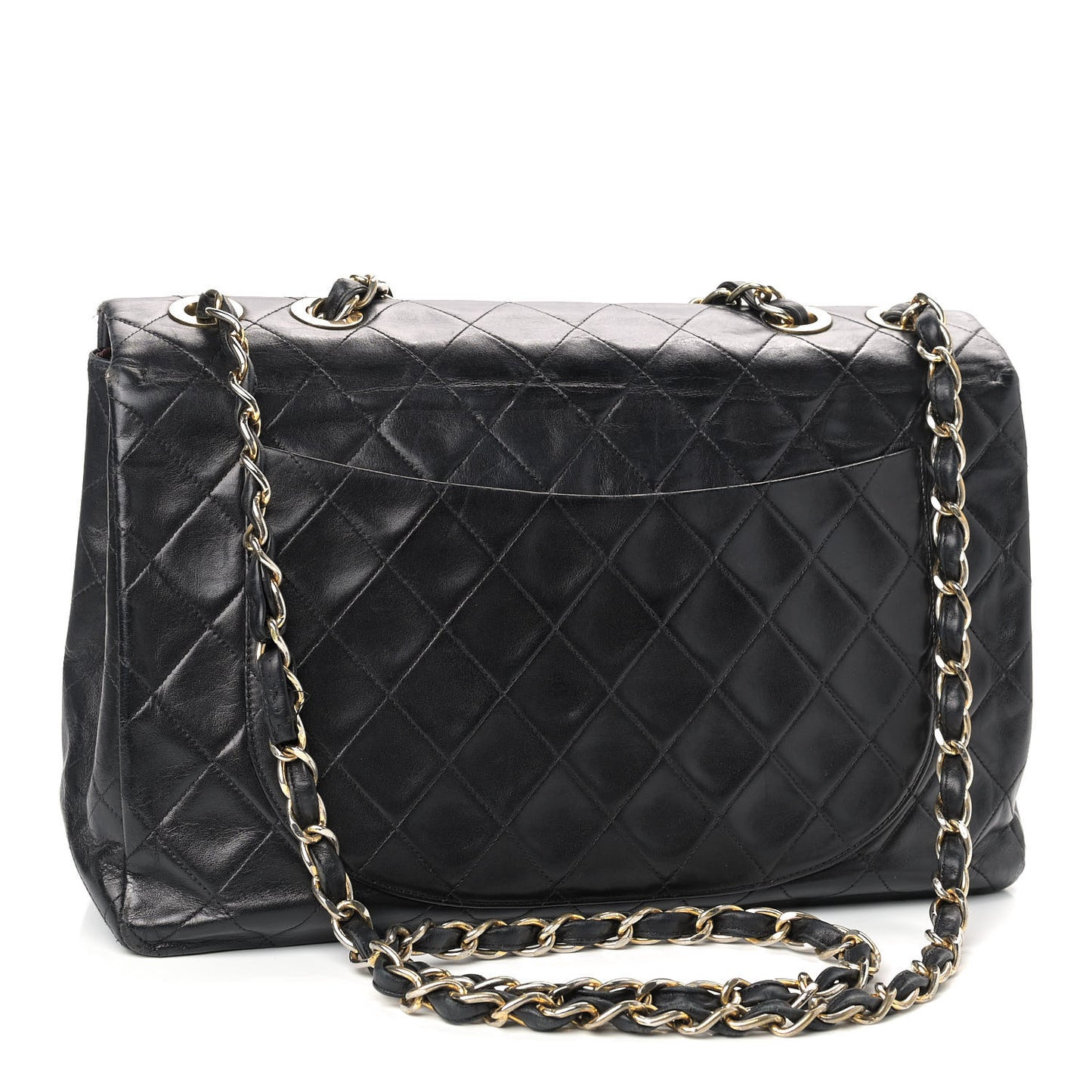 Lambskin Quilted XL Jumbo Single Flap Black