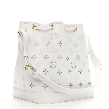 Louis Vuitton Calfskin Monogram Cutout Petit Noe White 3 of 10