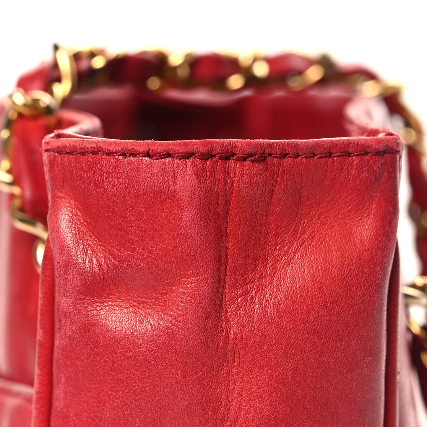 Lambskin Quilted Tote Red