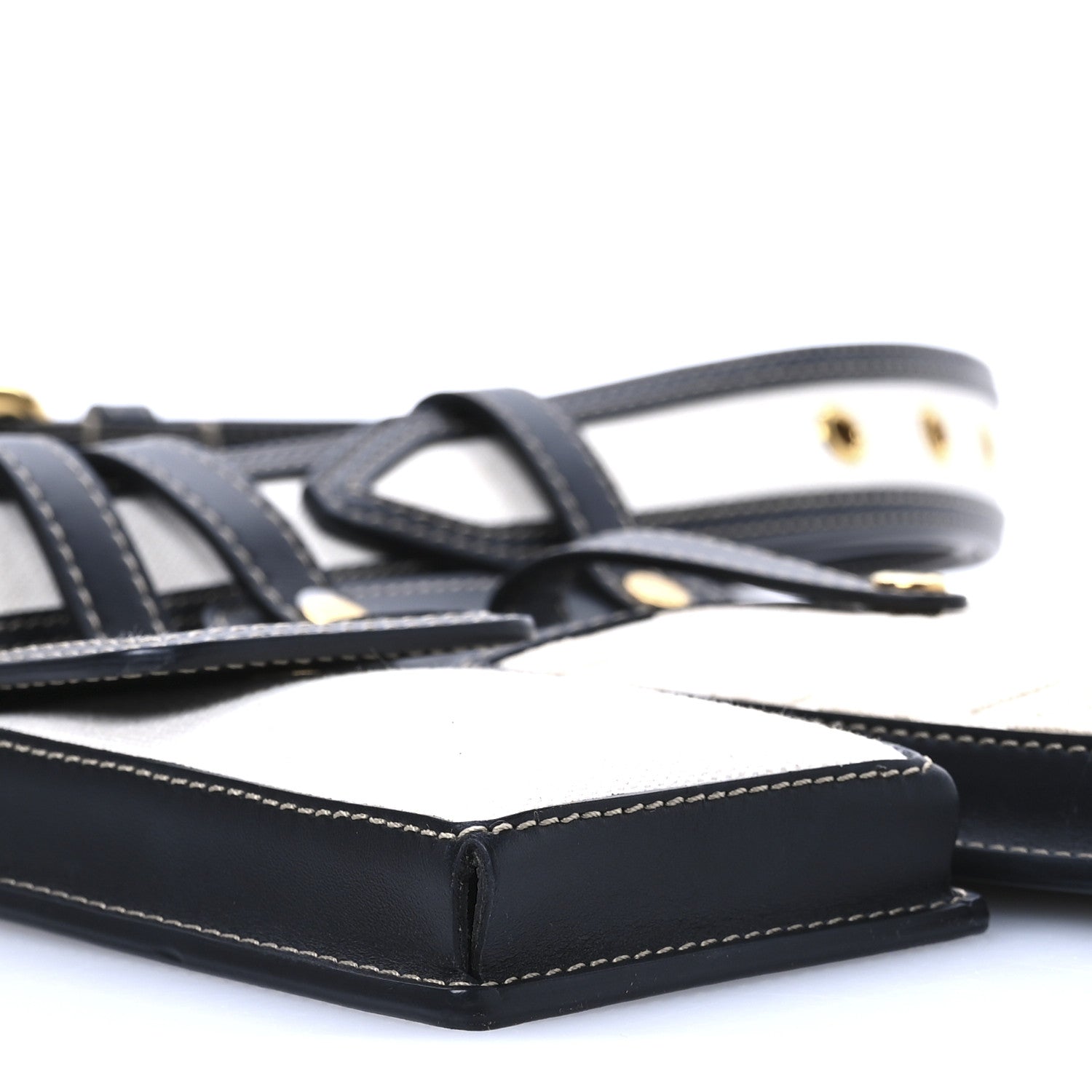 Fendi Calfskin Canvas Multi Accessory Belt Beige Black 8 of 9