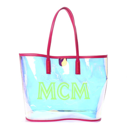 MCM Iridescent PVC Shopper Tote Neon Pink Hologram 1 of 8