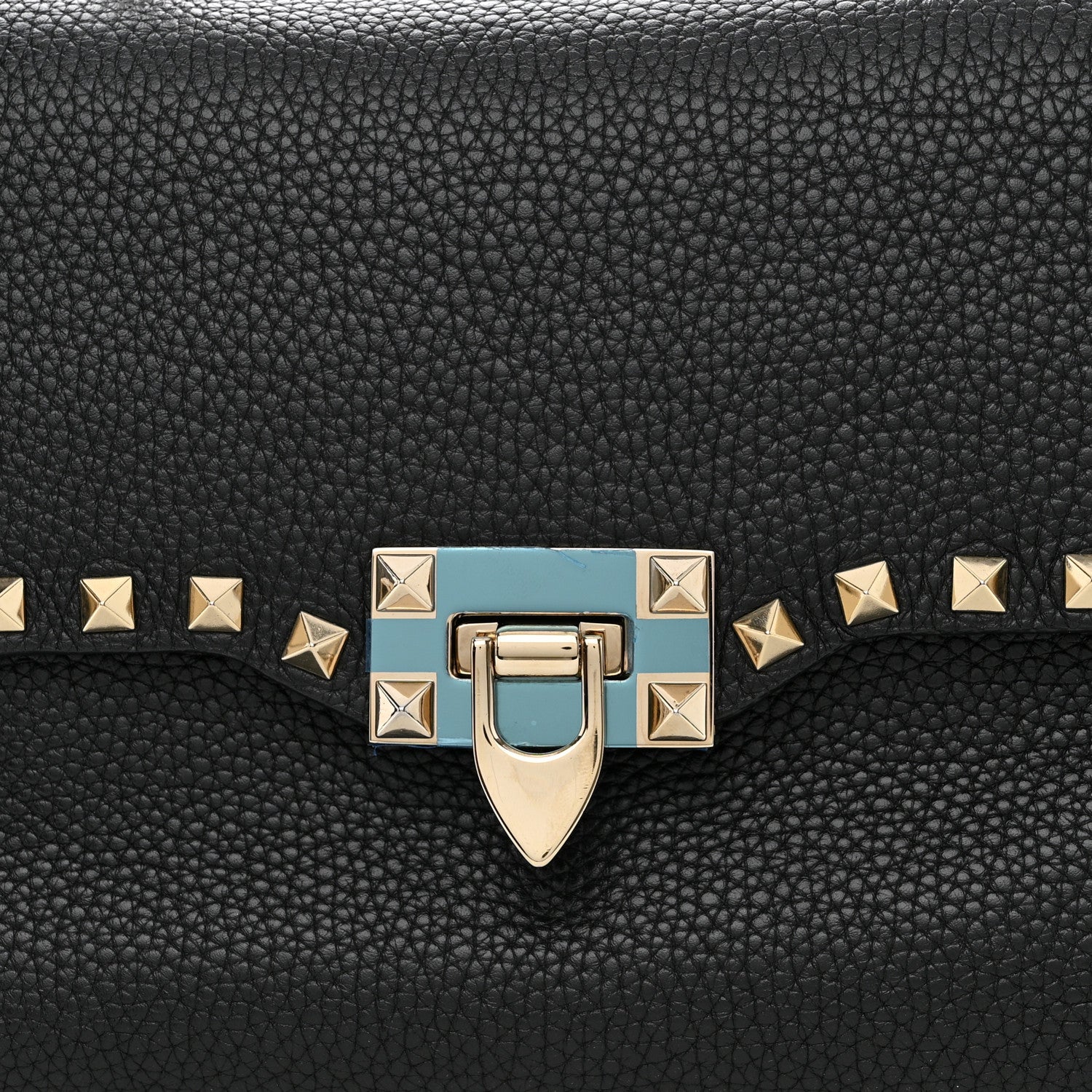 Valentino Garavani Pebbled Calfskin Rockstud Single Handle Flap Bag Black 7 of 9