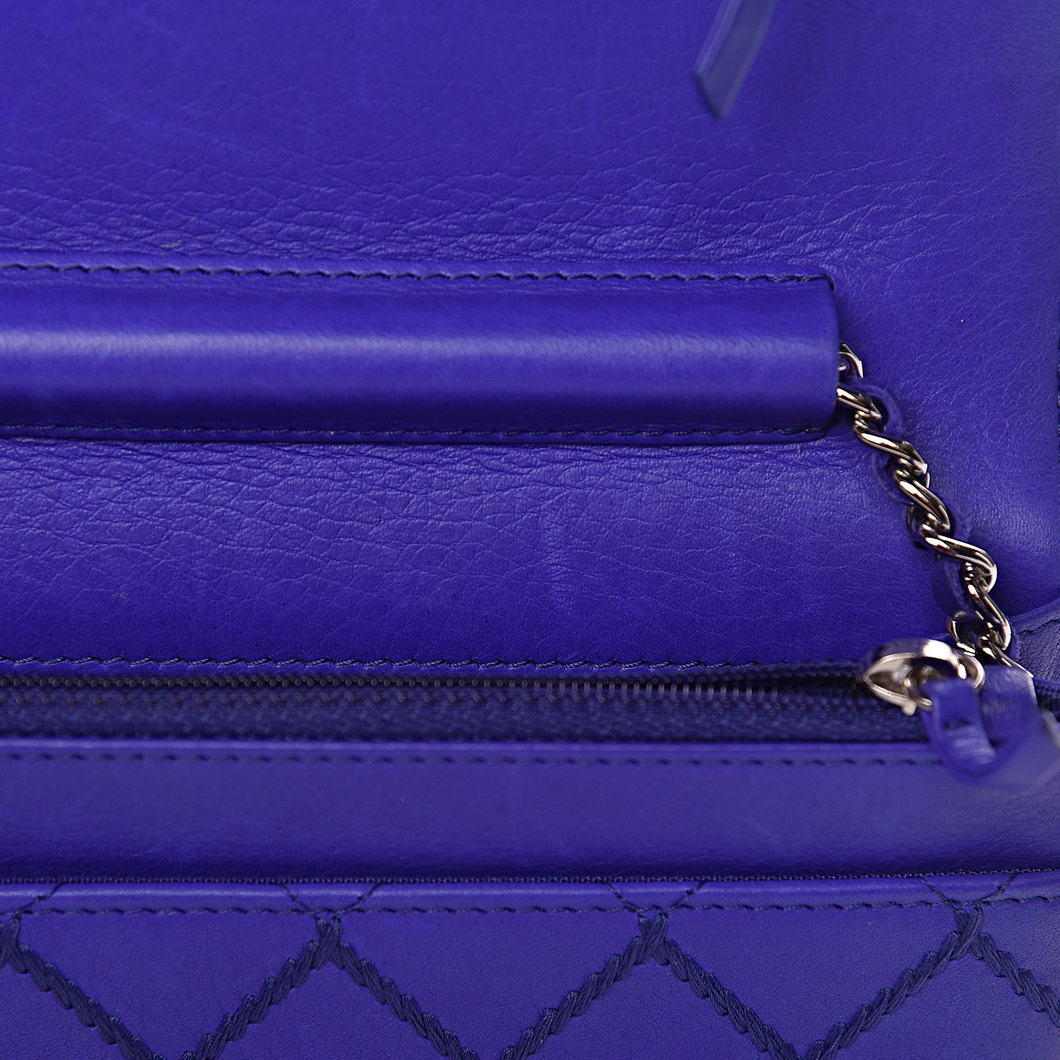 Chanel Calfskin Quilted Fancy CC Wallet On Chain WOC Blue 10 of 14