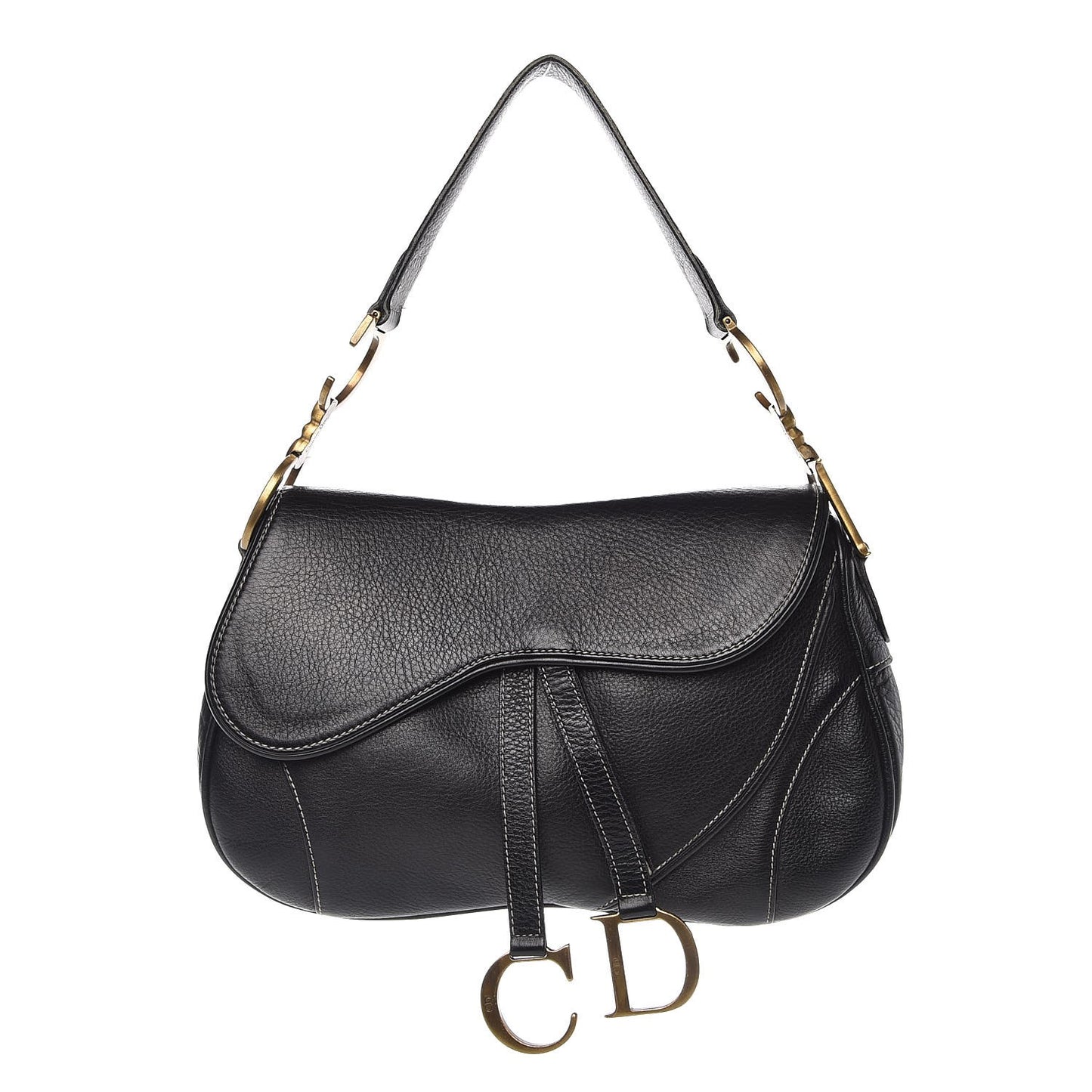 Calfskin Double Saddle Bag Black