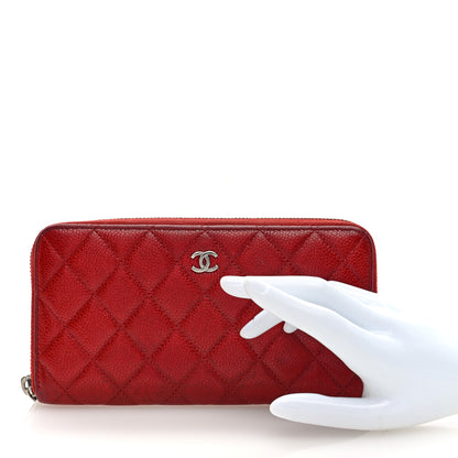 Chanel Caviar Quilted Large Gusset Zip Around Wallet Red 2 of 7