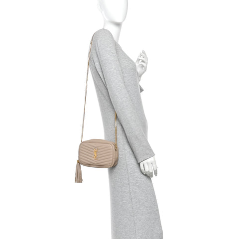 Grain De Poudre Matelasse Monogram Mini Lou Camera Bag Dark Beige