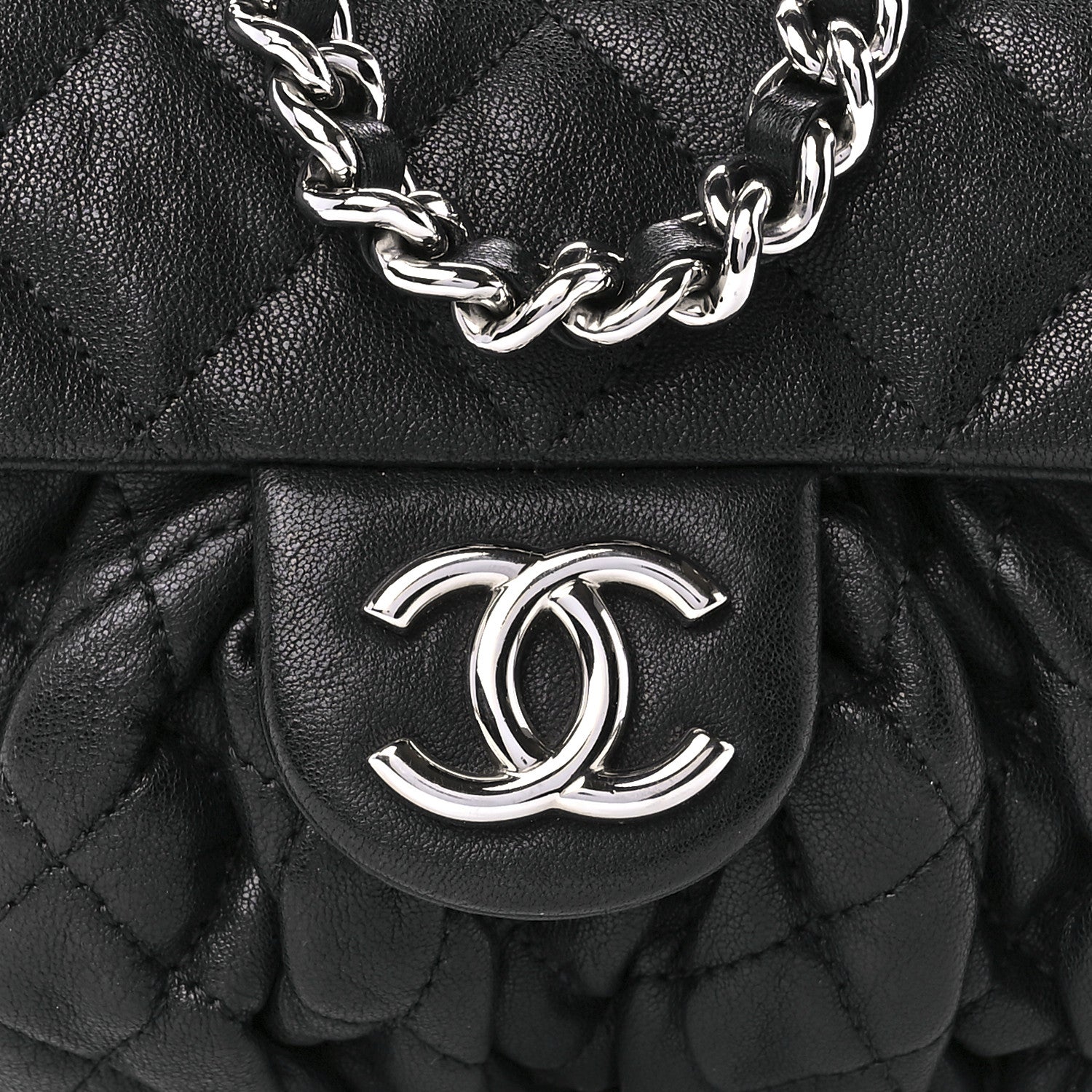 Chanel Washed Lambskin Quilted Mini Chain Around Flap Black 9 of 12