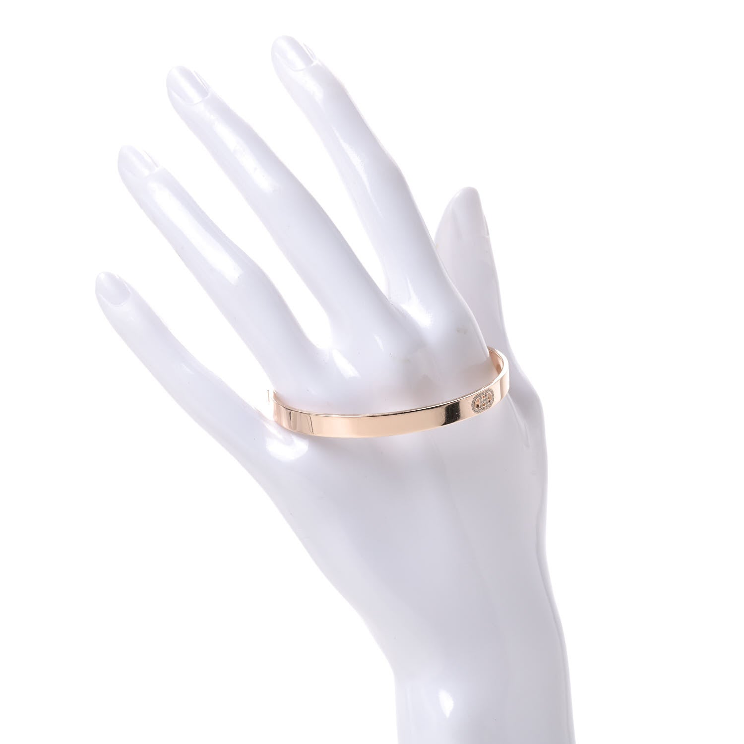 Hermes 18K Rose Gold Diamond PM H D'Ancre Bracelet SH 2 of 5