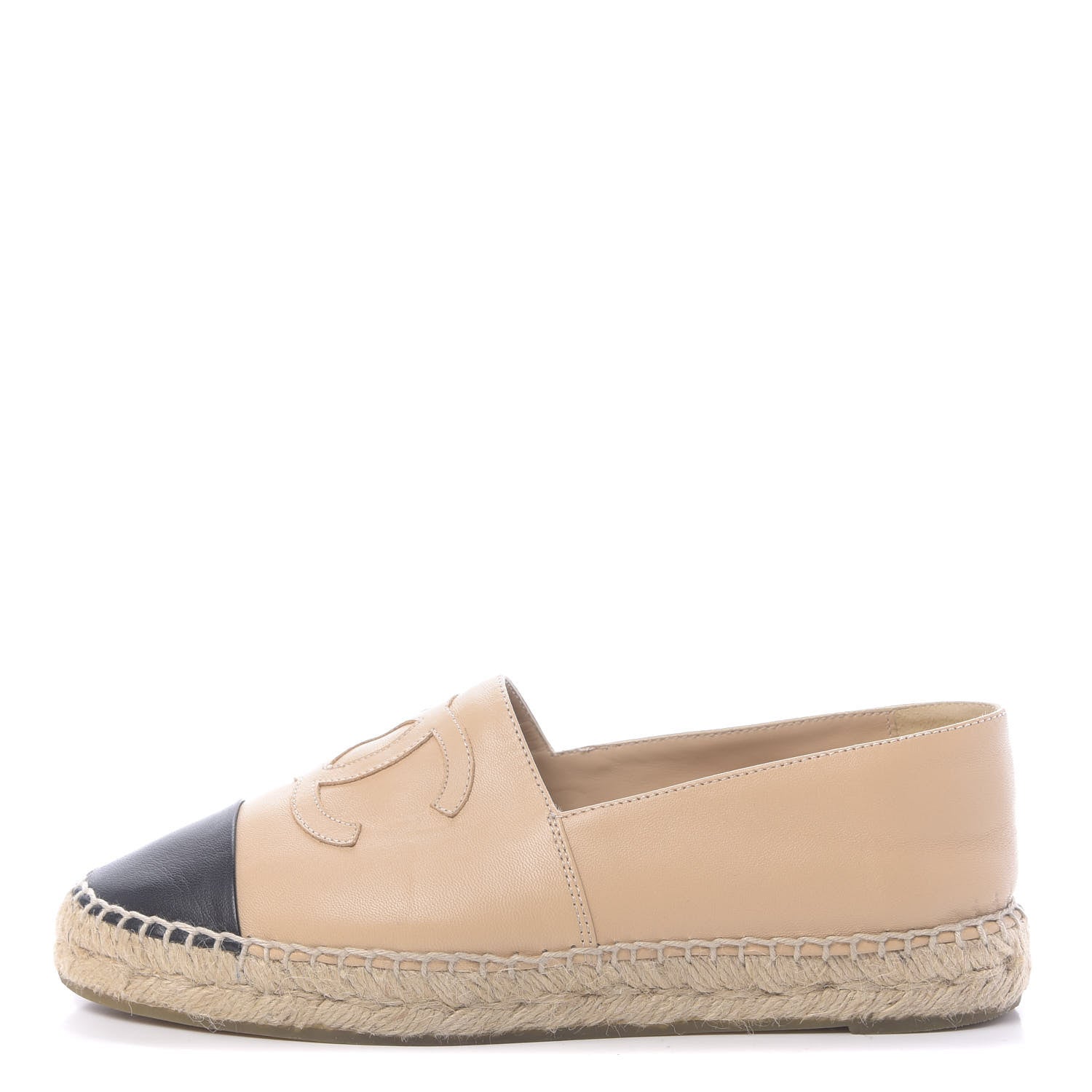Chanel Lambskin CC Espadrilles 38 Beige Black 1 of 10