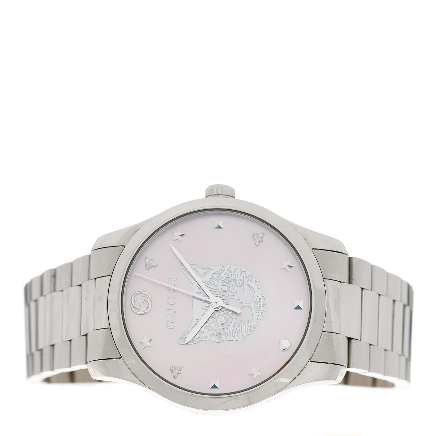 Stainless Steel Pink Mother of Pearl 38mm G-Timeless Cat Quartz Watch