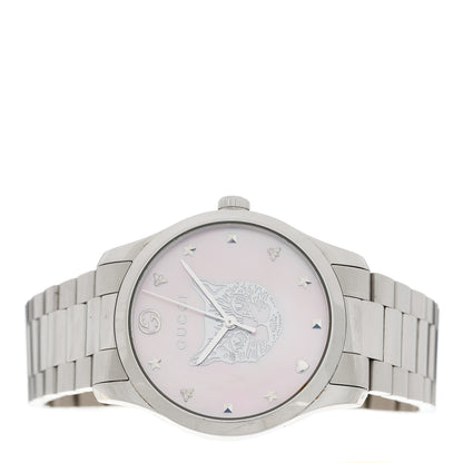 Gucci Stainless Steel Pink Mother of Pearl 38mm G-Timeless Cat Quartz Watch 2 of 5