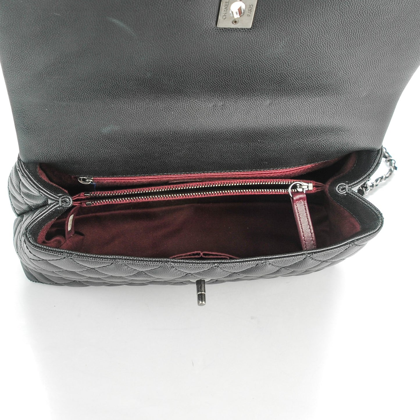 Caviar Quilted Small Coco Handle Flap Black