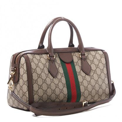 Gucci GG Supreme Monogram Web Medium Ophidia Boston Brown 2 of 8