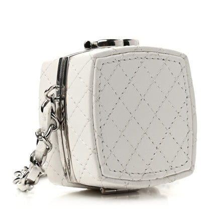 Chanel Patent Goatskin Quilted Clutch With Chain White 4 of 9