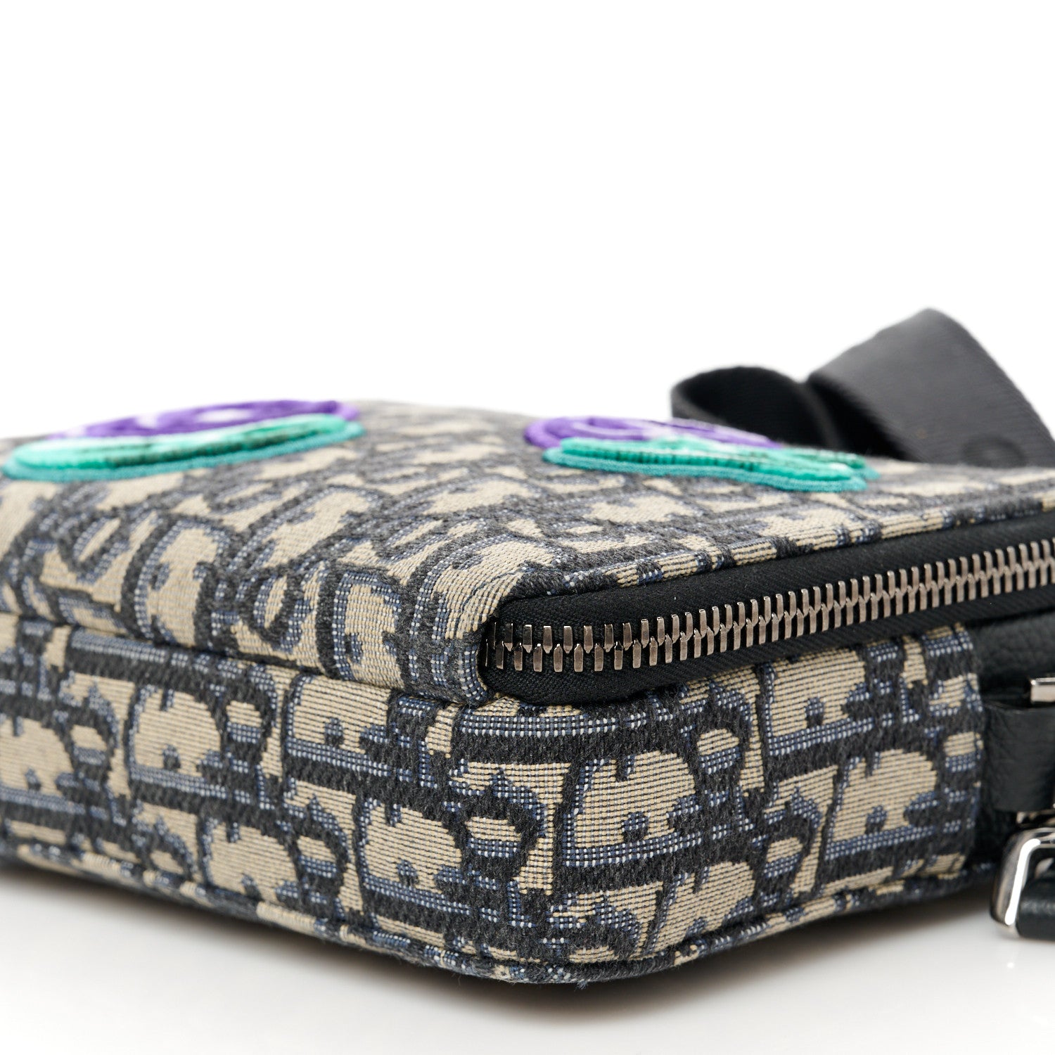 Christian Dior X KENNY SCHARF Oblique Canvas Embroidered Patches Crossbody Charcoal 11 of 11
