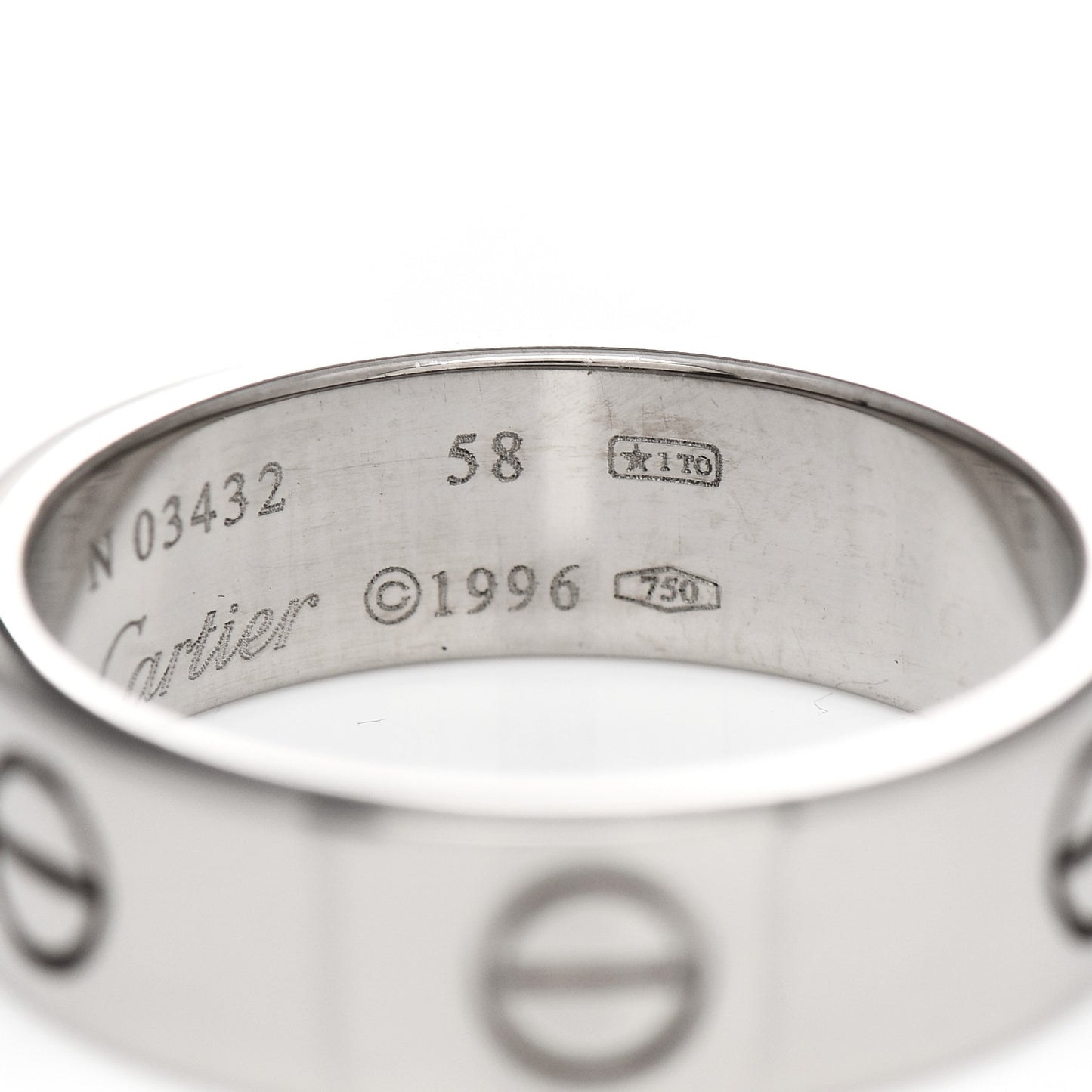 18K White Gold 6mm LOVE Ring 58 8.25