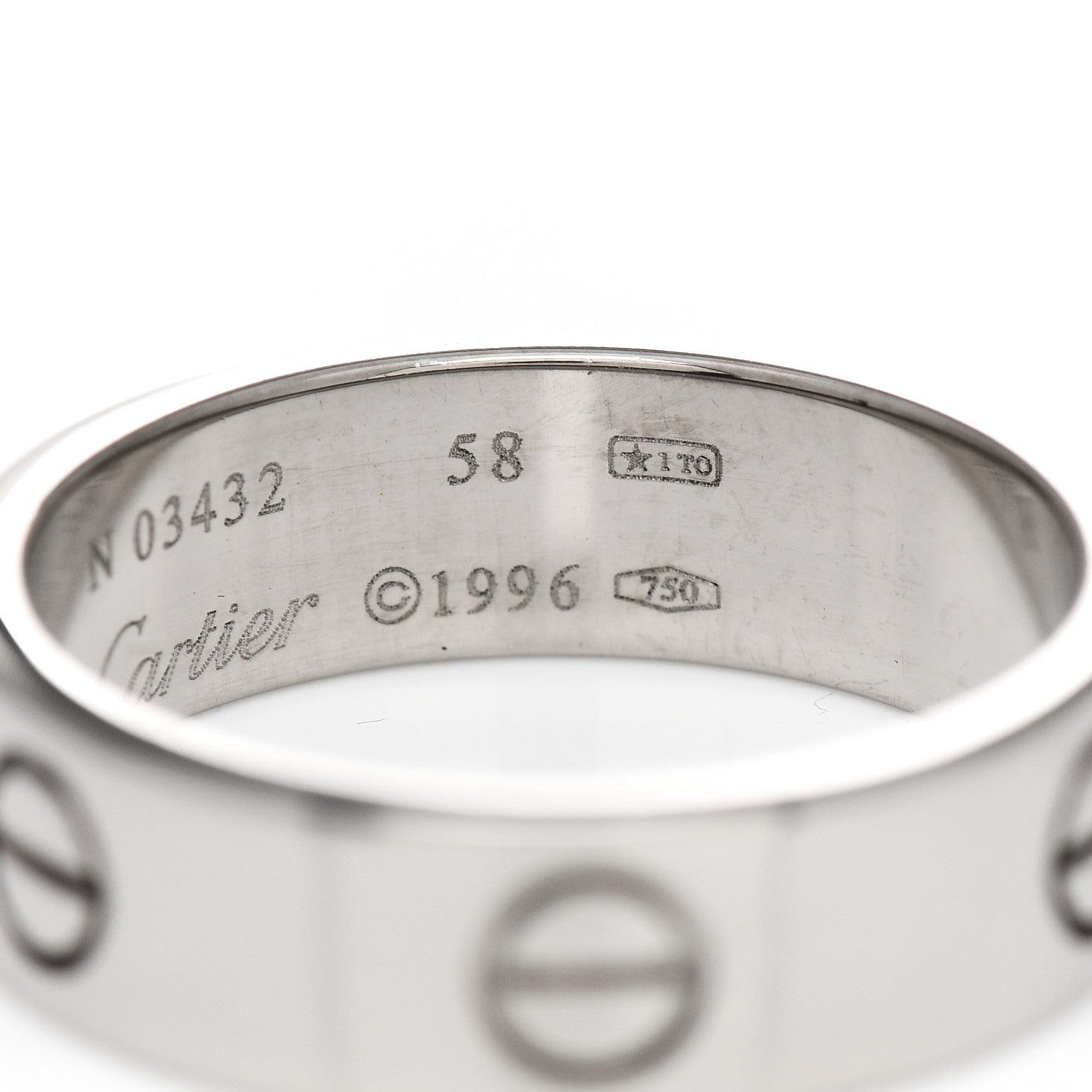 Cartier 18K White Gold 6mm LOVE Ring 58 8.25 5 of 5