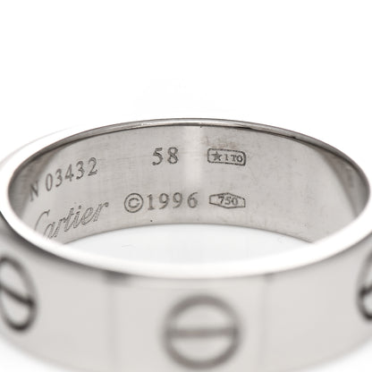Cartier 18K White Gold 6mm LOVE Ring 58 8.25 5 of 5