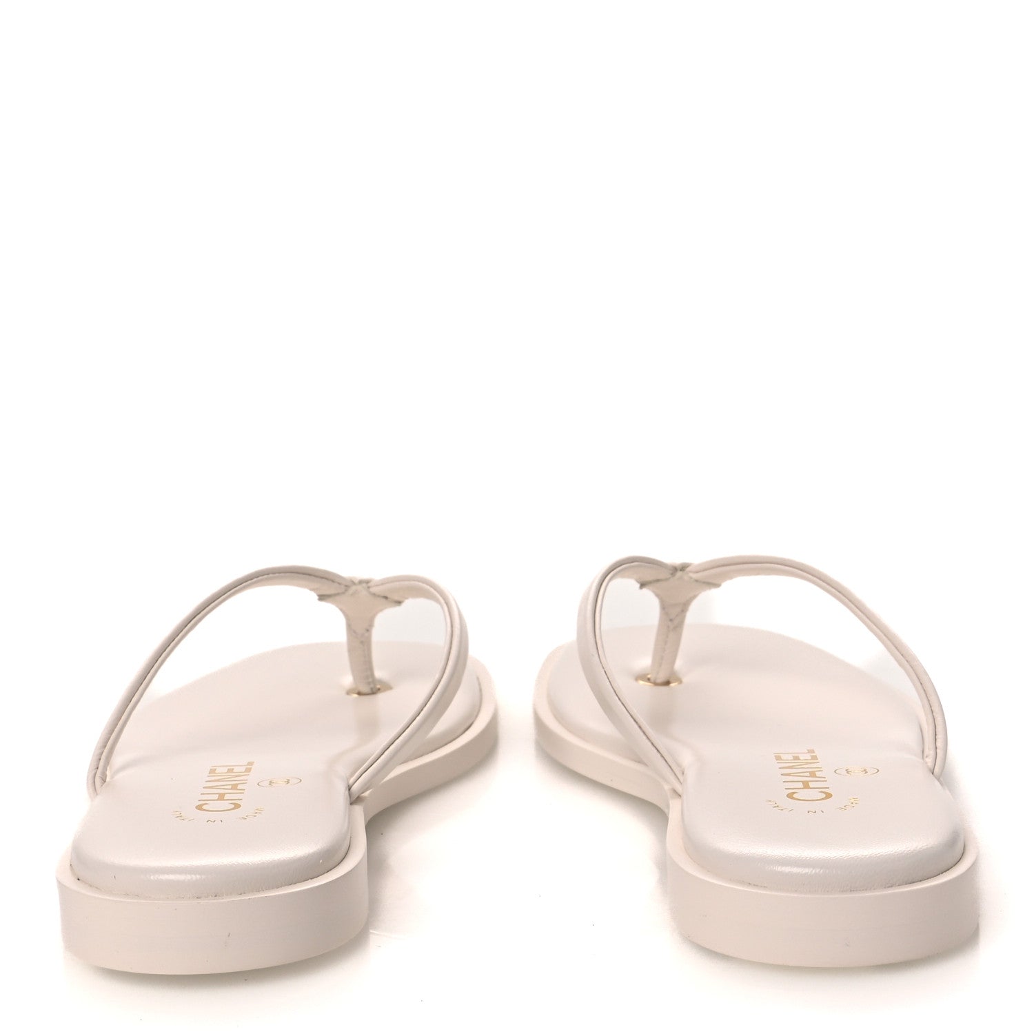 Chanel Goatskin CC Times Square Thong Sandals 35.5 White 7 of 12