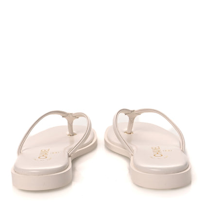 Chanel Goatskin CC Times Square Thong Sandals 35.5 White 7 of 12