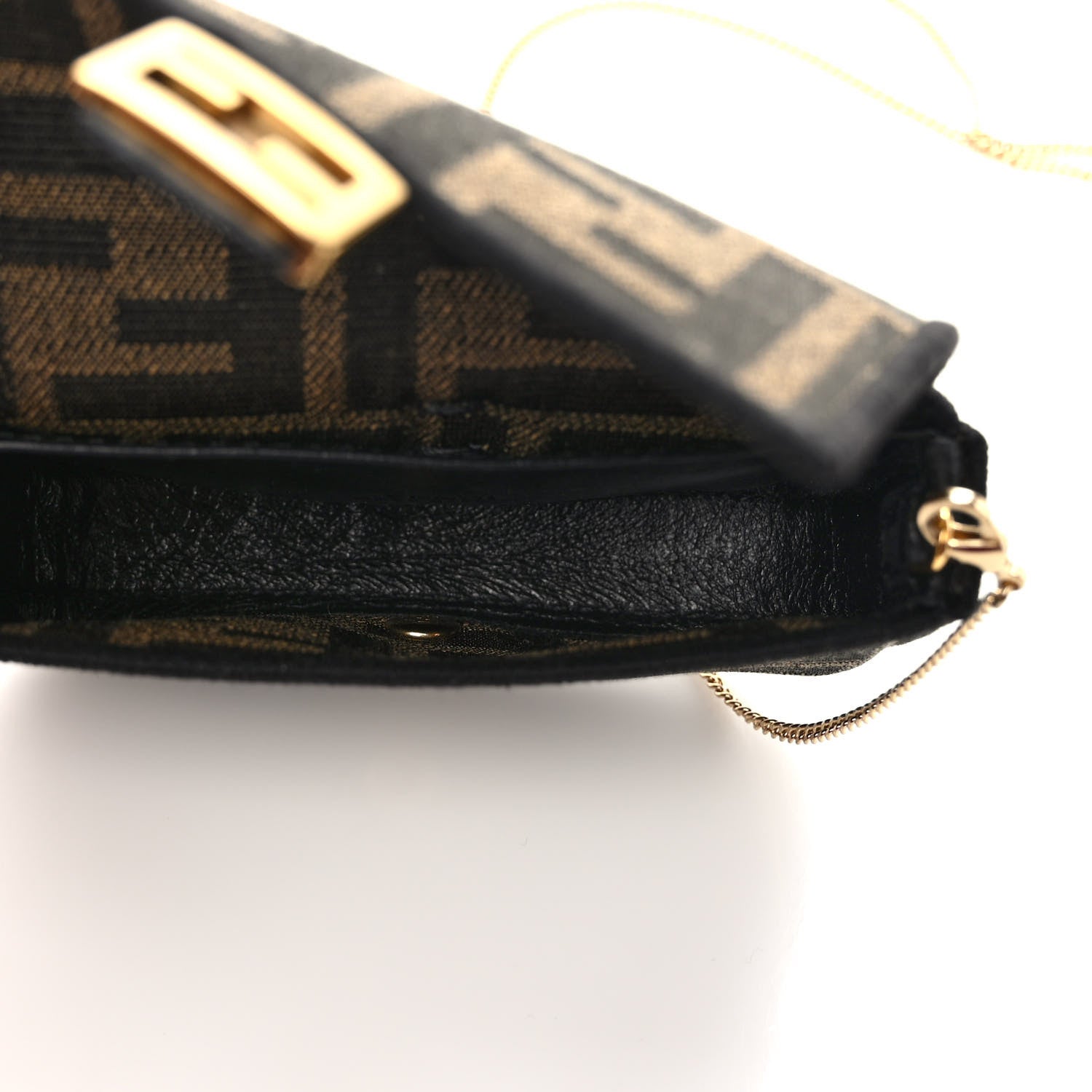 Fendi Fabric Jacquard FF 1974 Nano Baguette Charm Tobacco Moro Black 4 of 7