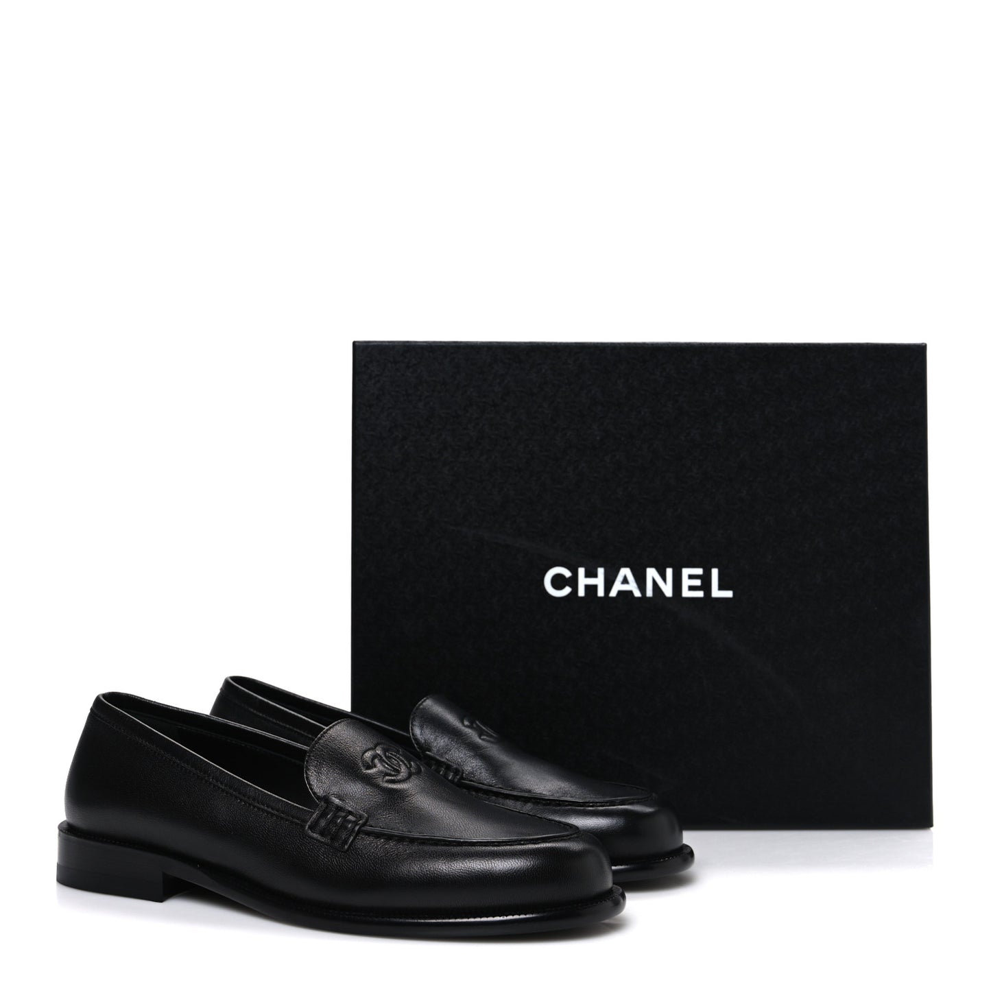 Lambskin CC Mocassin Loafers 38.5 Black