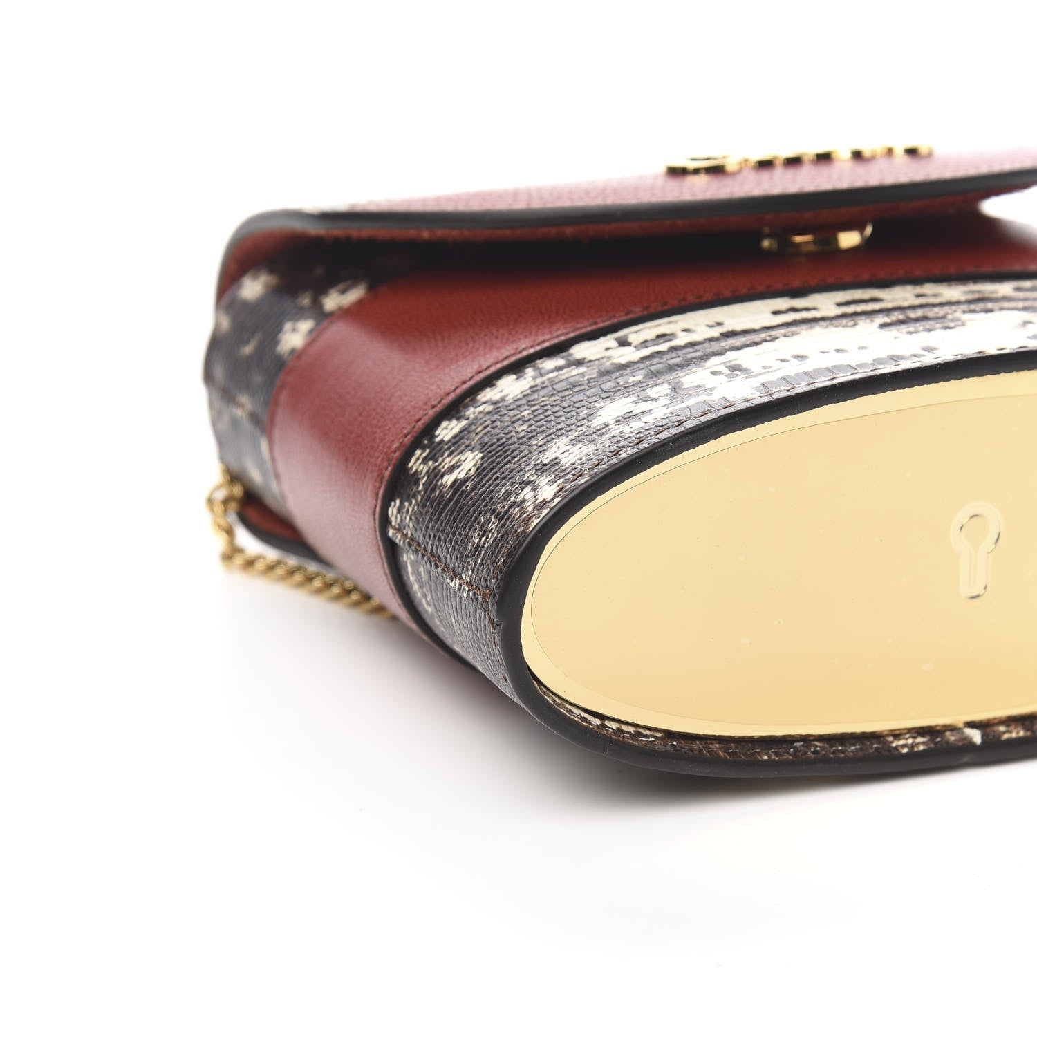 Chloe Calfskin Lizard Embossed Small Aby Lock Sepia Brown 6 of 8
