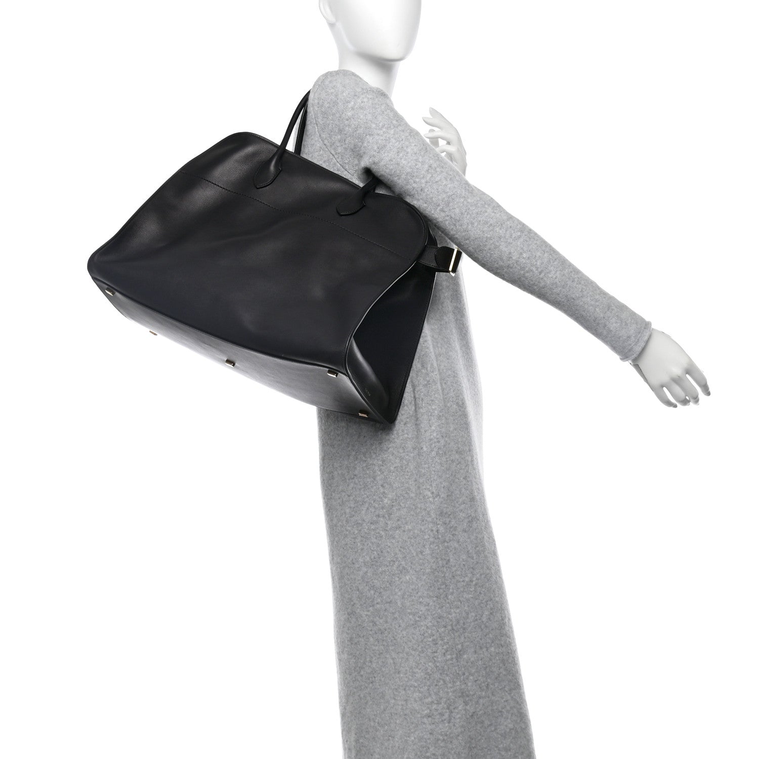 The Row Polished Saddle Calfskin Soft Margaux 17 Black 2 of 9