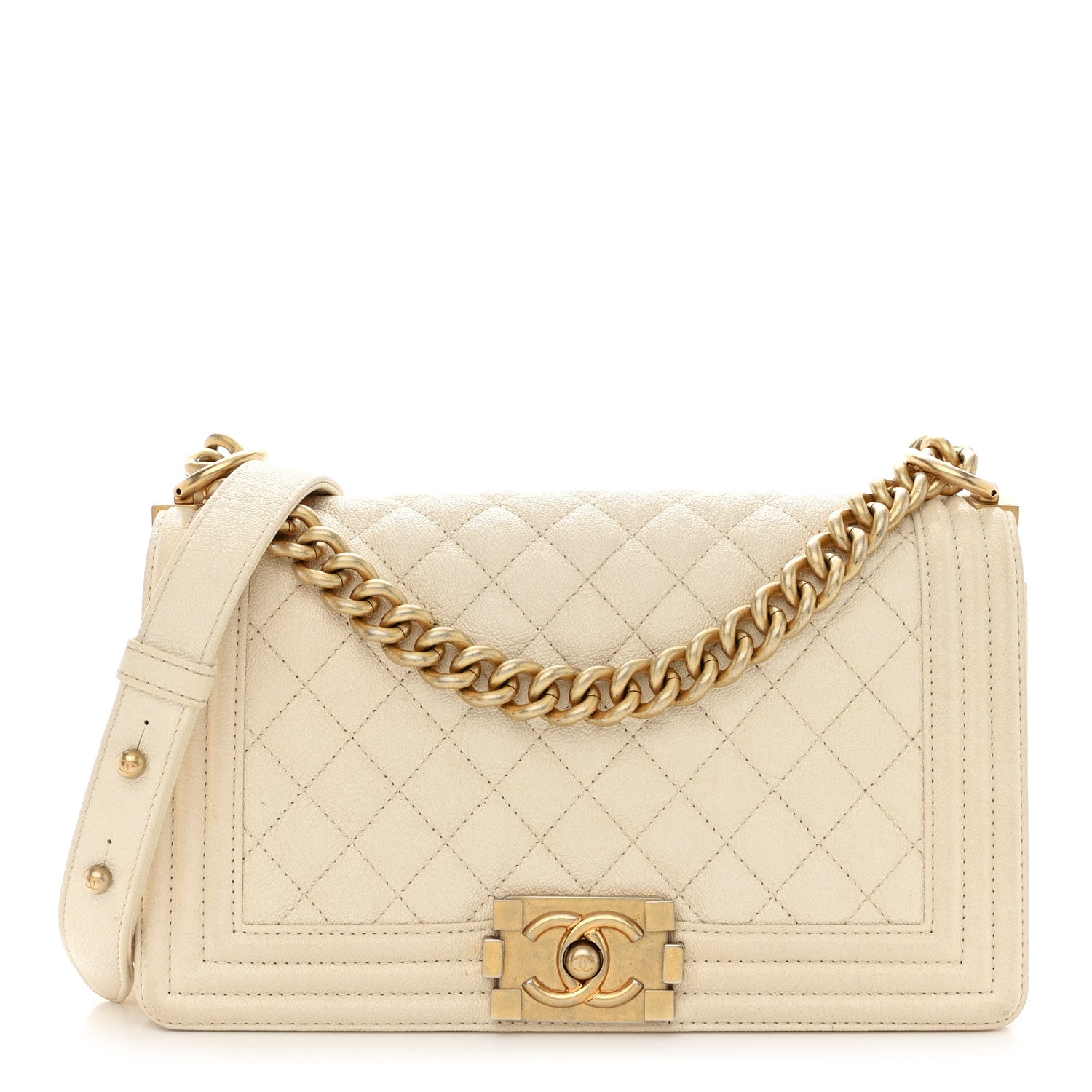 Chanel Caviar Quilted Medium Boy Flap Ivory 1 of 11