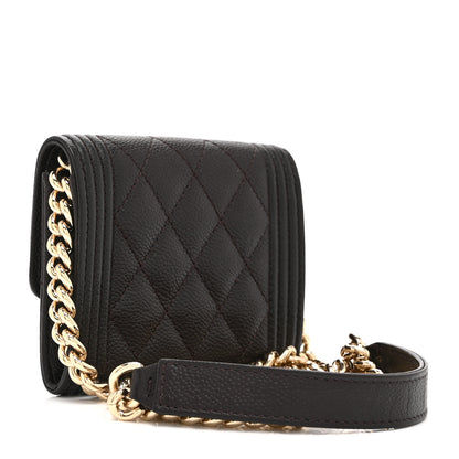 Chanel Caviar Quilted Boy Card Holder On Chain Black 3 of 11