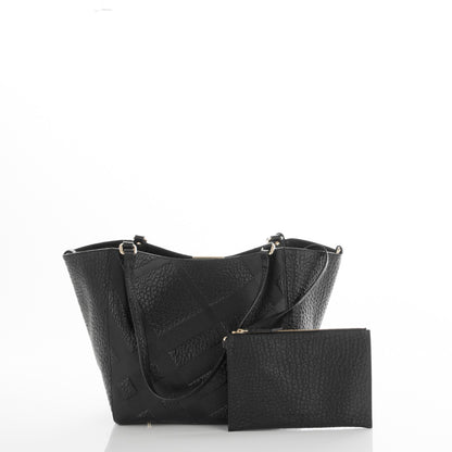 Burberry Signature Grain Calfskin Check Embossed Small Canterbury Tote Black 6 of 7
