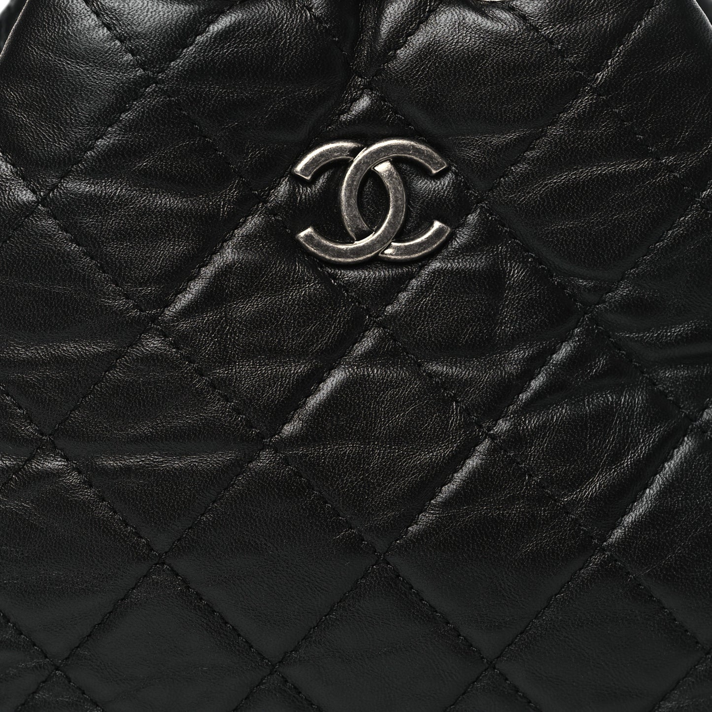 Aged Calfskin Quilted Small Gabrielle Backpack Black