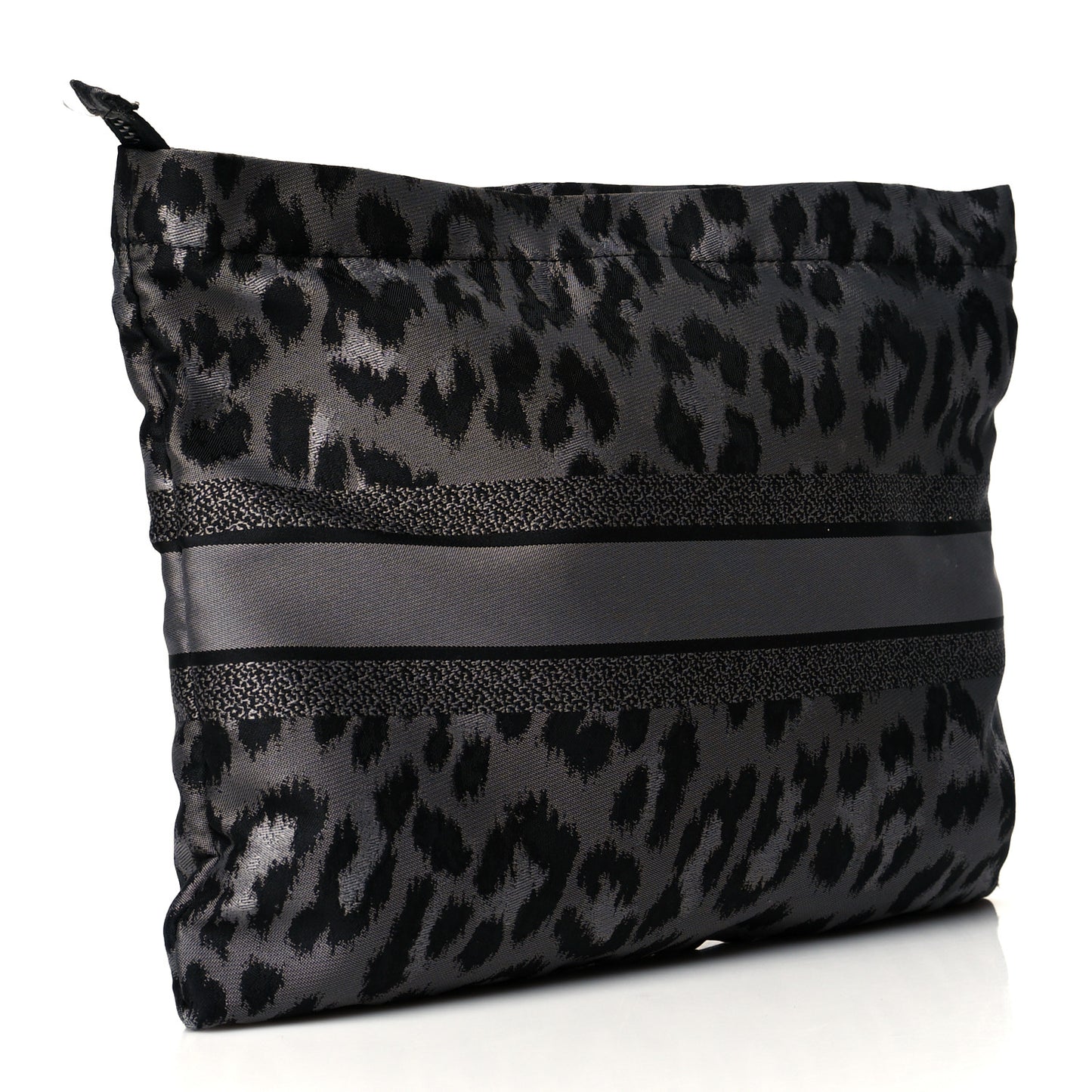 Canvas Embroidered Mizza Diortravel Zipped Pouch Black Grey