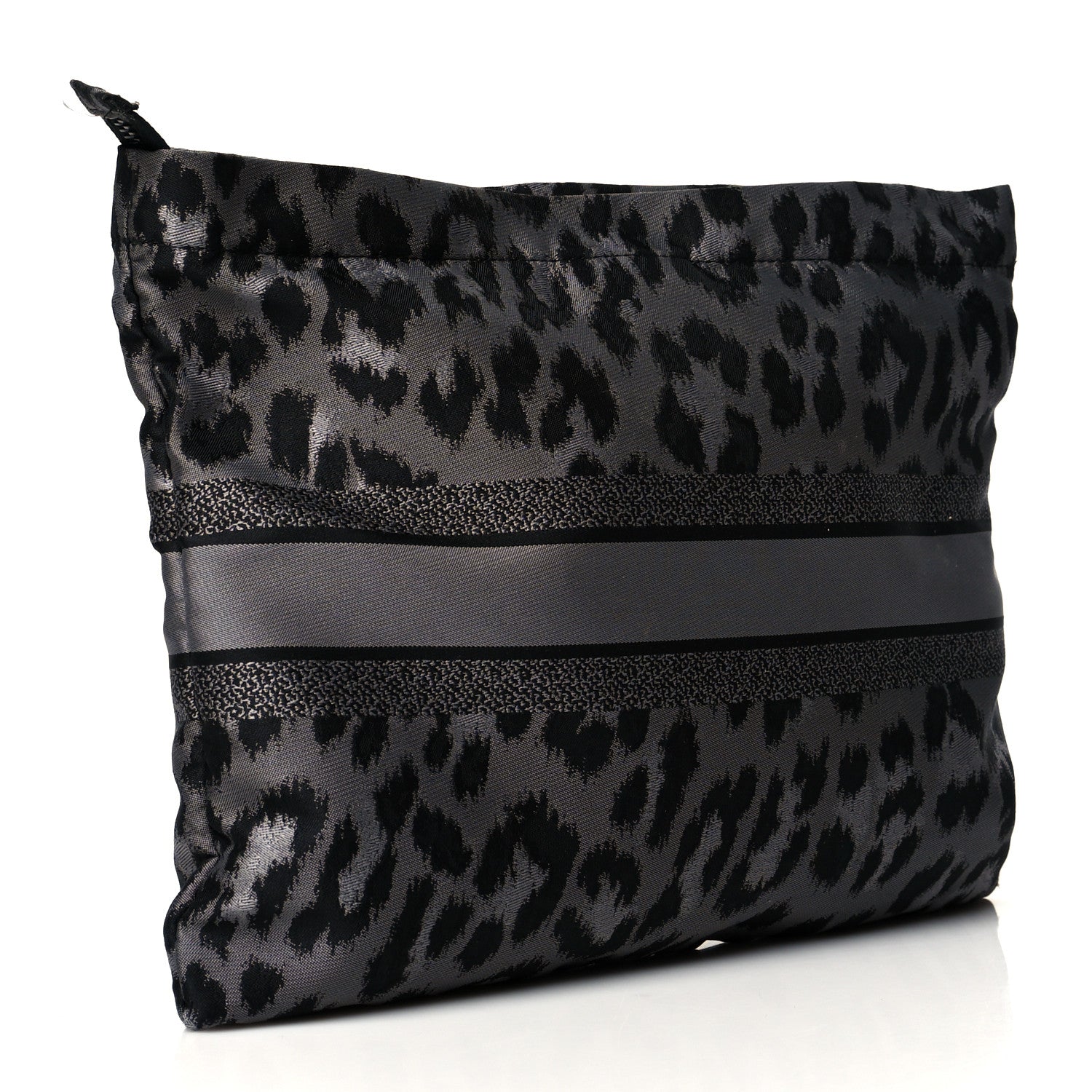 Christian Dior Canvas Embroidered Mizza Diortravel Zipped Pouch Black Grey 3 of 8