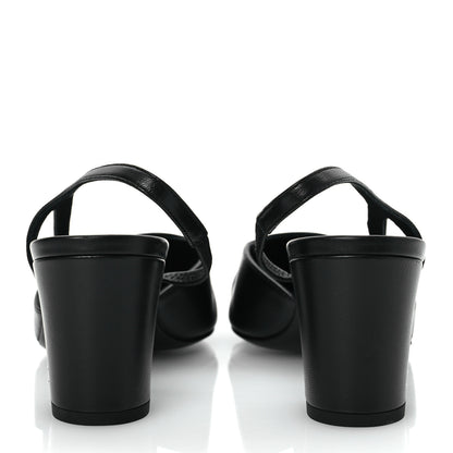 Chanel Lambskin Cap Toe CC Slingback Sandals 39.5 Black Dark Grey 6 of 13