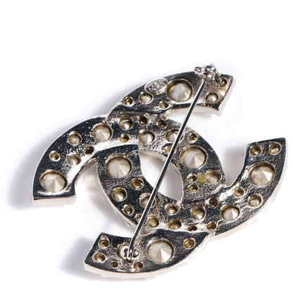 Chanel Swarovski Crystal CC Brooch Silver 3 of 5
