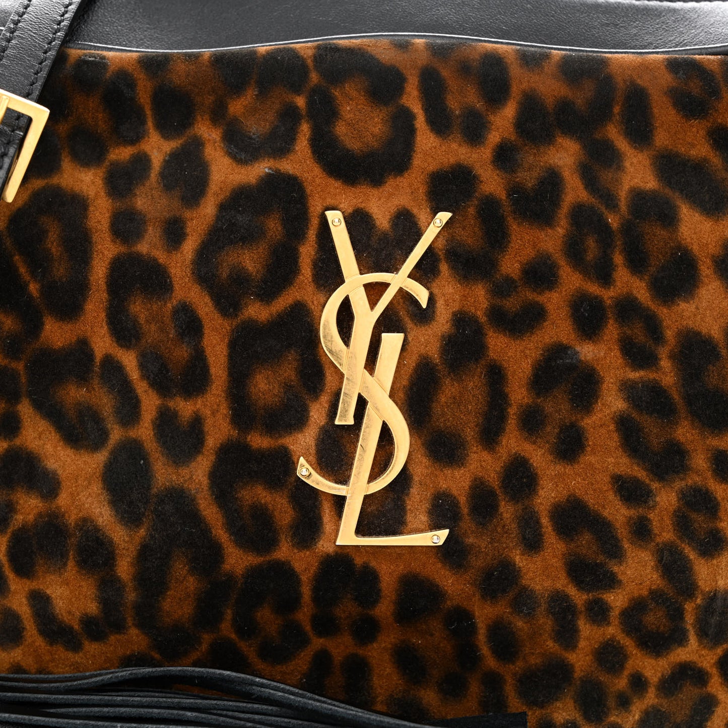 Calfskin Leopard Print Monogram Lou Camera Bag Black