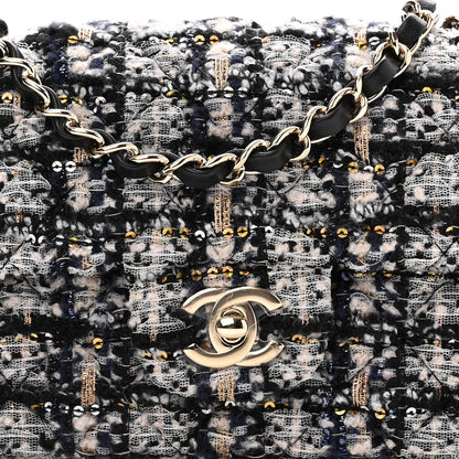 Chanel Glittered Tweed Quilted Mini Rectangular Flap Navy Blue 8 of 10