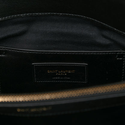 Saint Laurent Sheepskin Matelasse Chevron Monogram Large College Satchel Black 7 of 11