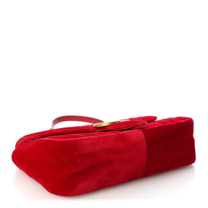 Gucci Velvet Matelasse Small GG Marmont Shoulder Bag Hibiscus Red 4 of 10