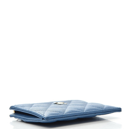 Chanel Caviar Quilted CC Zip Card Holder Blue 4 of 8