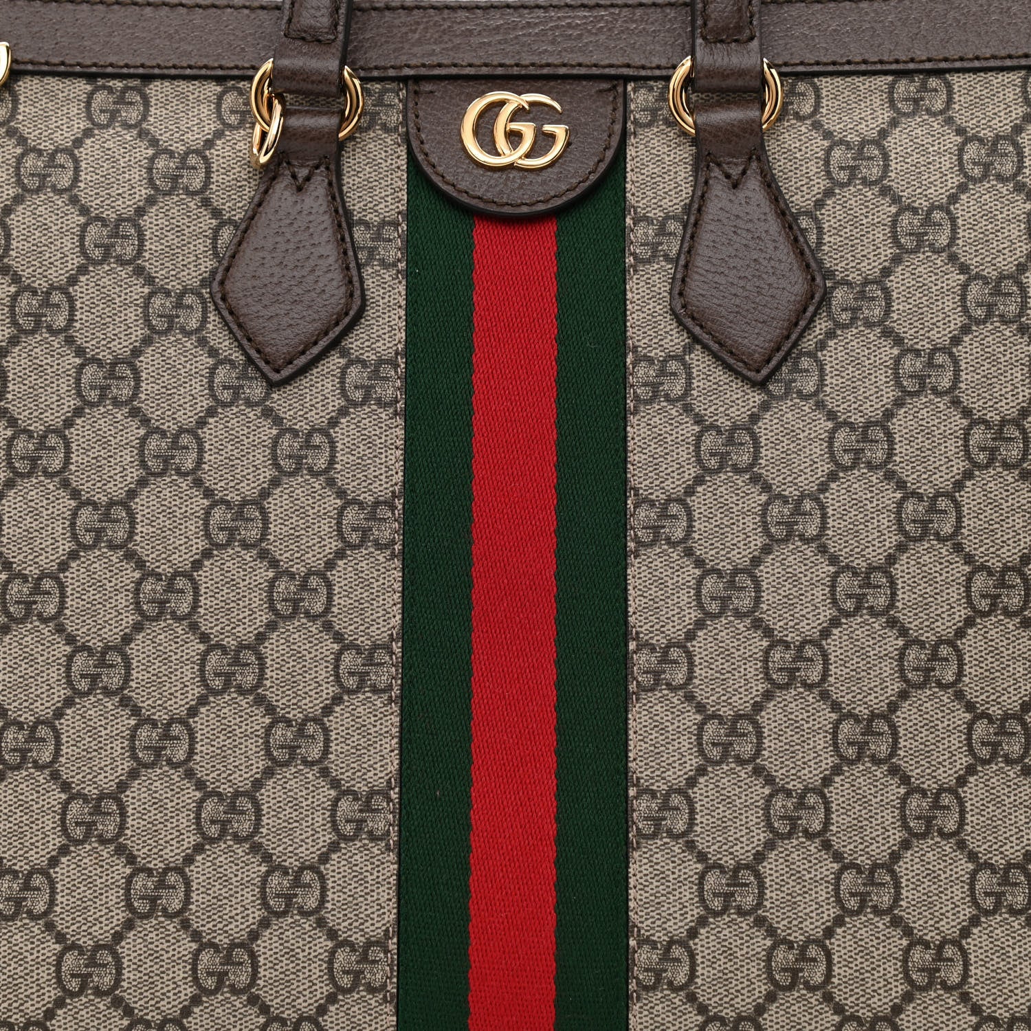Gucci GG Supreme Monogram Web Medium Ophidia Tote Bag Brown 8 of 10