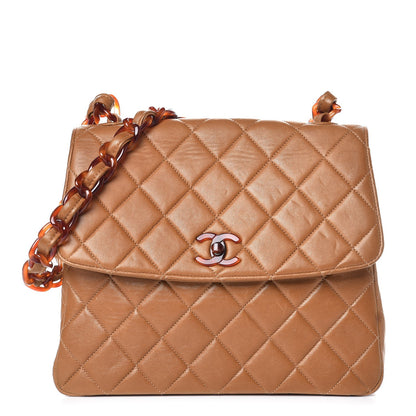 Chanel Lambskin Tortoise Chain Square Flap Camel 1 of 22