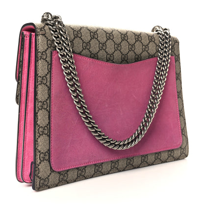 Gucci GG Supreme Monogram Suede Pierced Heart Embroidered Medium Dionysus Shoulder Bag Beige Ebony Pink Tropical Flower 3 of 18