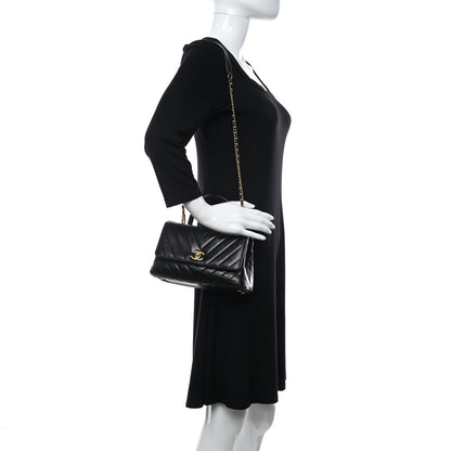 Chanel Aged Calfskin Chevron Quilted Mini Coco Handle Flap Black 2 of 8