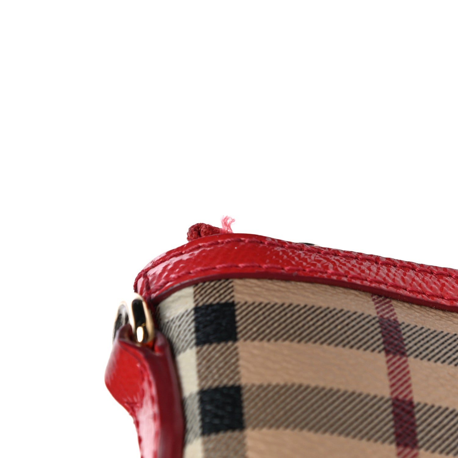 Burberry Haymarket Check Small Peyton Crossbody Clutch Bag Coral Red 15 of 17
