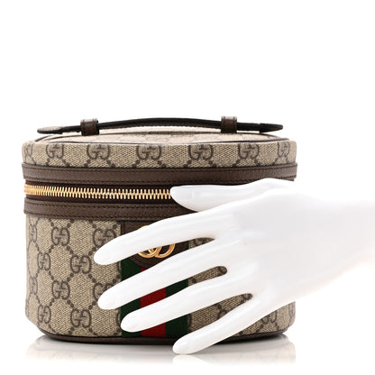 Gucci GG Supreme Monogram Textured Calfskin Web Ophidia Vanity Cosmetic Case Beige Ebony New Acero 2 of 11