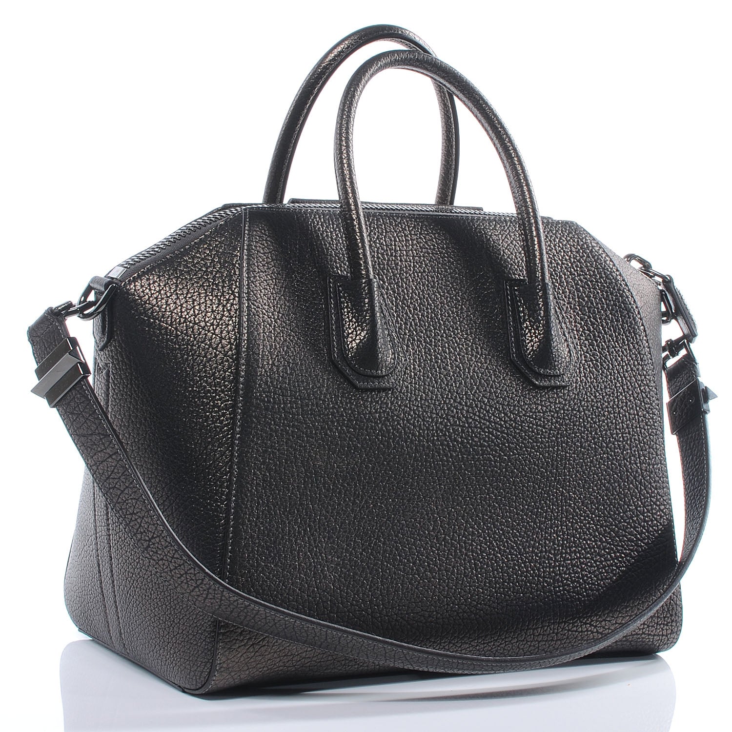 Givenchy Grained Goatskin Metallic Antigona Medium Gunmetal 3 of 8